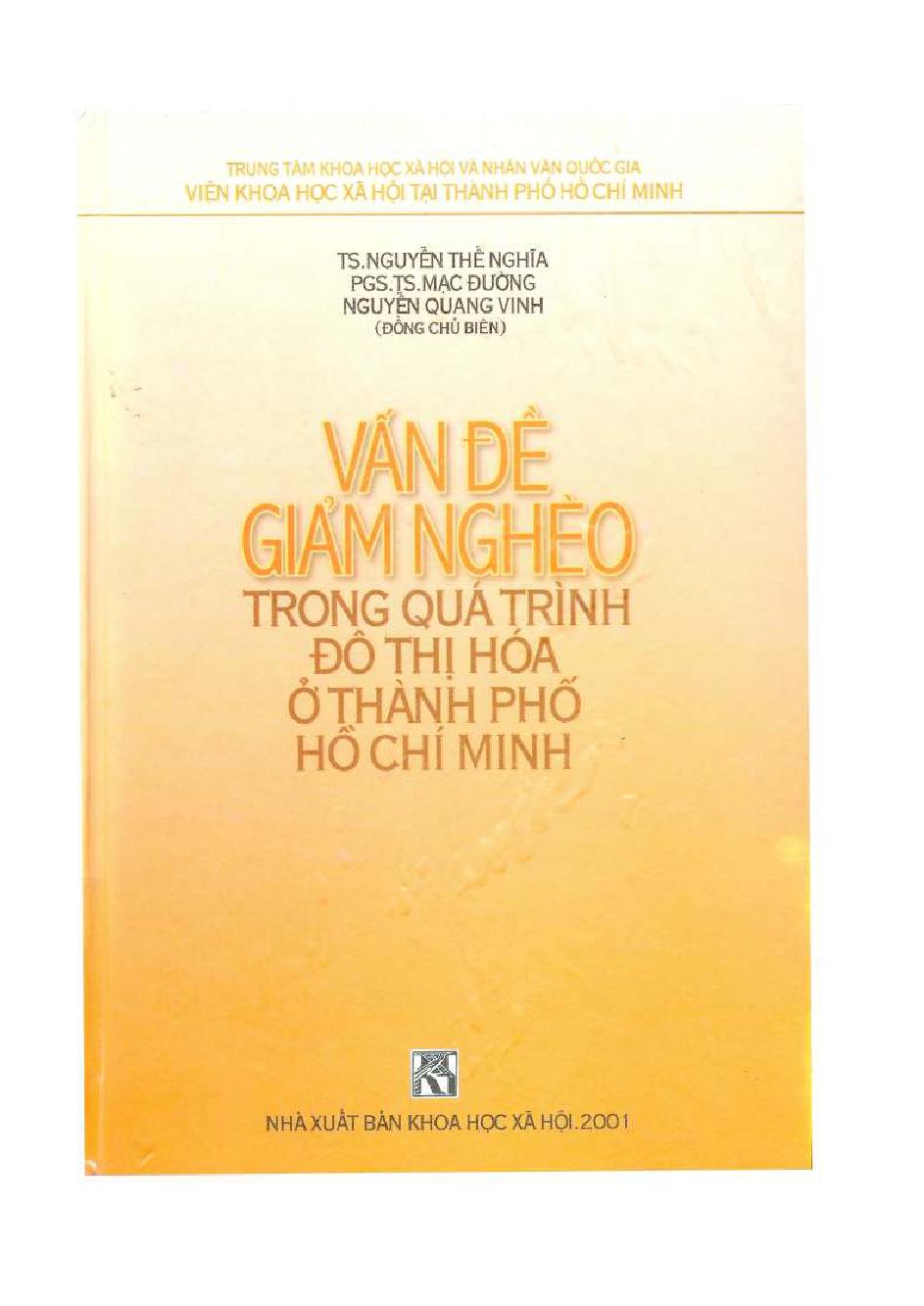 Vấn đề giảm nghèo trong quá trình đô thị hóa ở thành phố Hồ Chí Minh