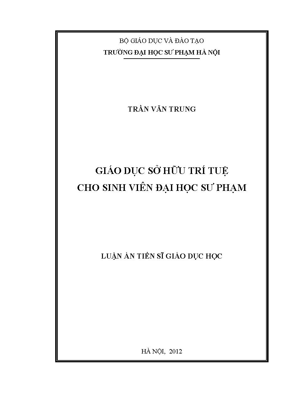 Giáo dục sở hữu trí tuệ cho sinh viên Đại học sư phạm