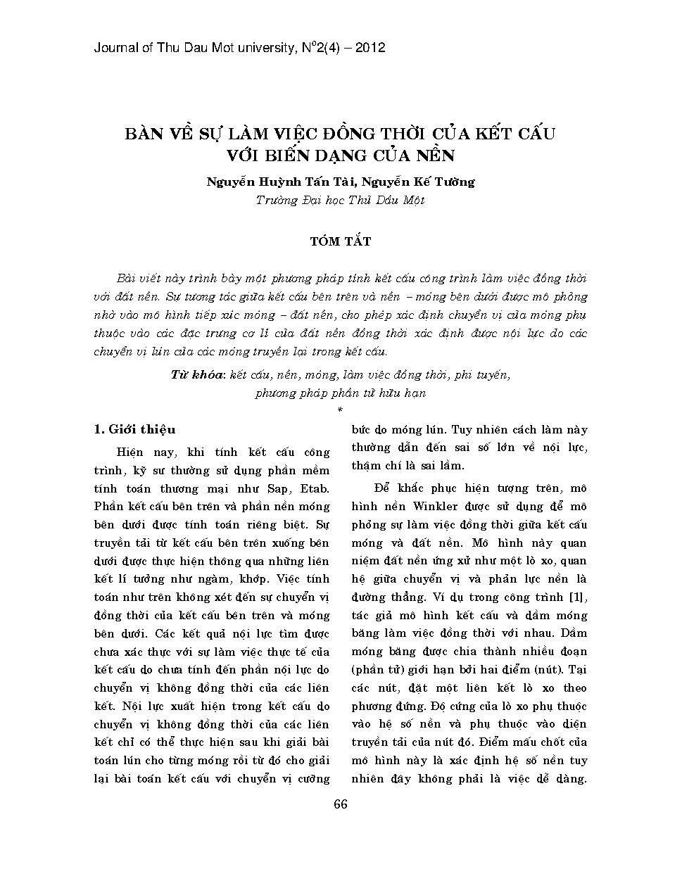 Bàn về sự làm việc đồng thời của kết cấu với biến dạng của nền