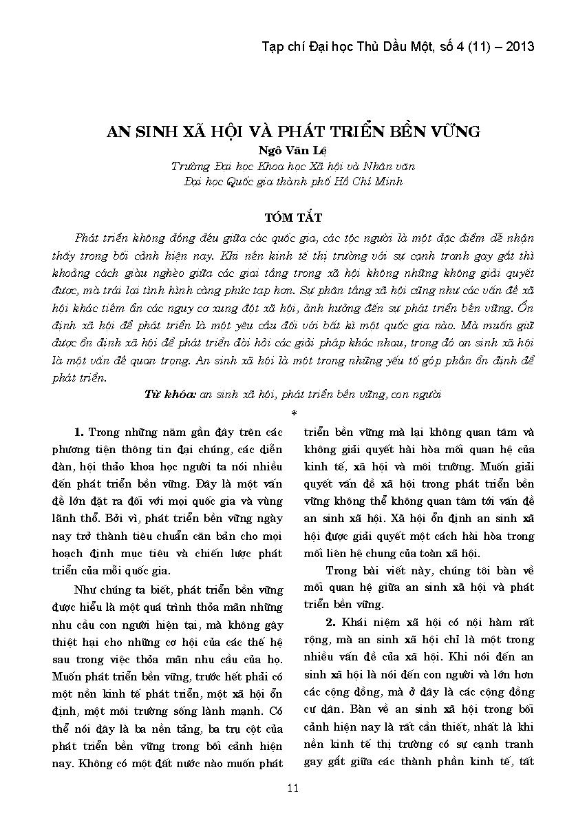 An sinh xã hội và phát triển bền vững