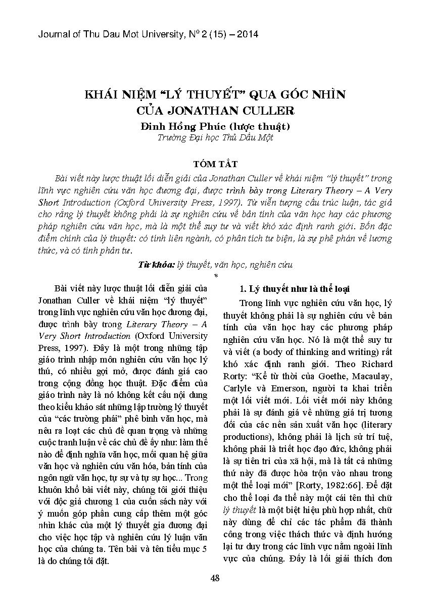 Khái niệm "lý thuyết" qua góc nhìn của Jonathan Culler