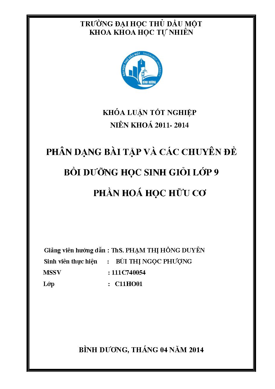 Phân dạng bài tập và các chuyên đề bồi dưỡng học sinh giỏi lớp 9 phần  Hóa học hữu cơ