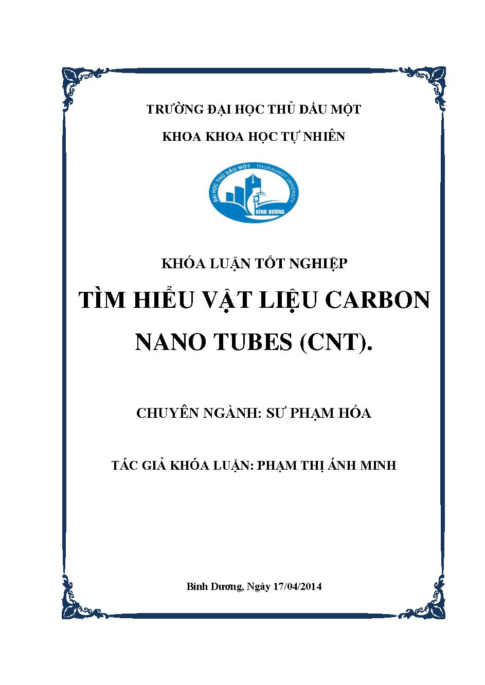 Tìm hiểu vật liệu Carbon Nano Tubes (CNT)