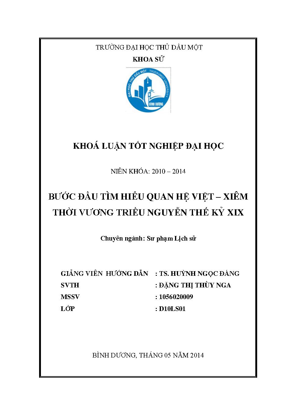 Bước đầu tìm hiểu quan hệ Việt - Xiêm thời vương triều Nguyễn thế kỷ XIX