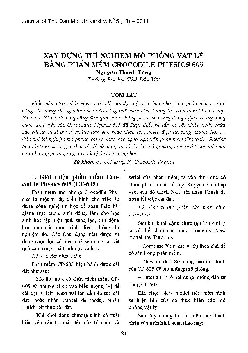 Xây dựng thí nghiệm mô phỏng vật lý bằng phần mềm crocodile physics 650