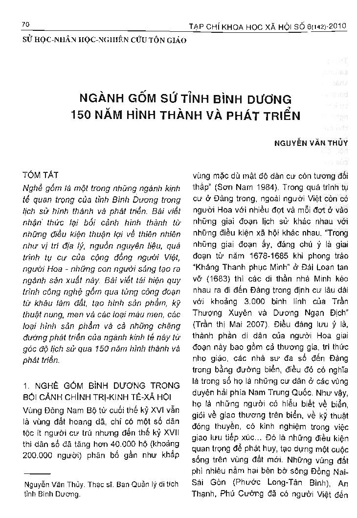 Ngành Gốm sứ tỉnh Bình Dương 150 năm hình thành và phát triển