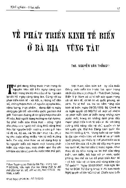 Về phát triển kinh tế biển ở Bà Rịa - Vũng Tàu