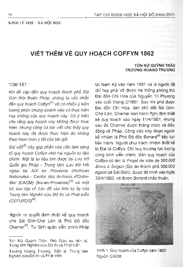 Viết thêm về quy hoạch Coffyn 1862