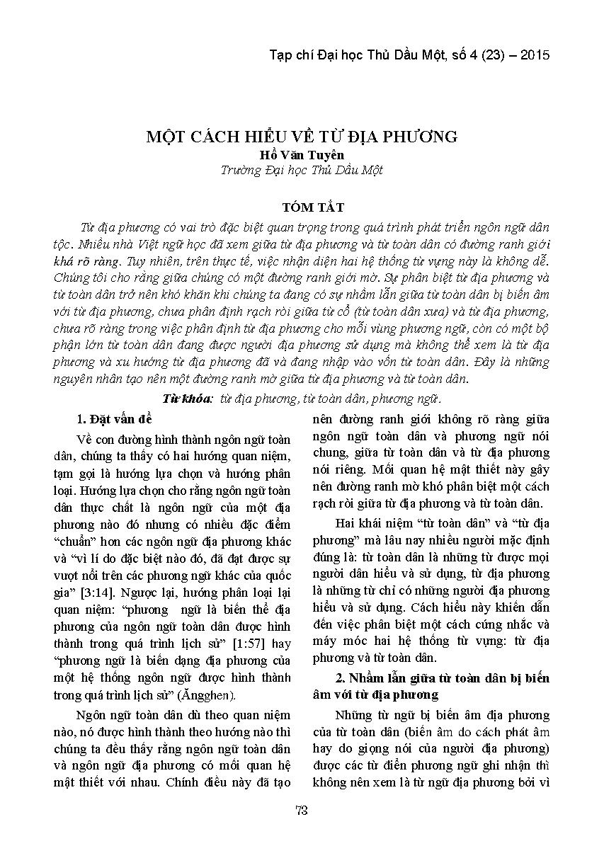 Một cách hiểu về từ địa phương