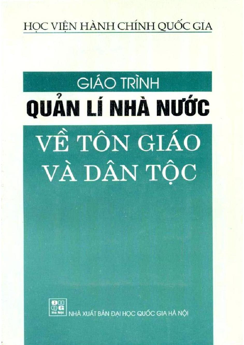 Giáo trình quản lí nhà nước về tôn giáo và dân tộc