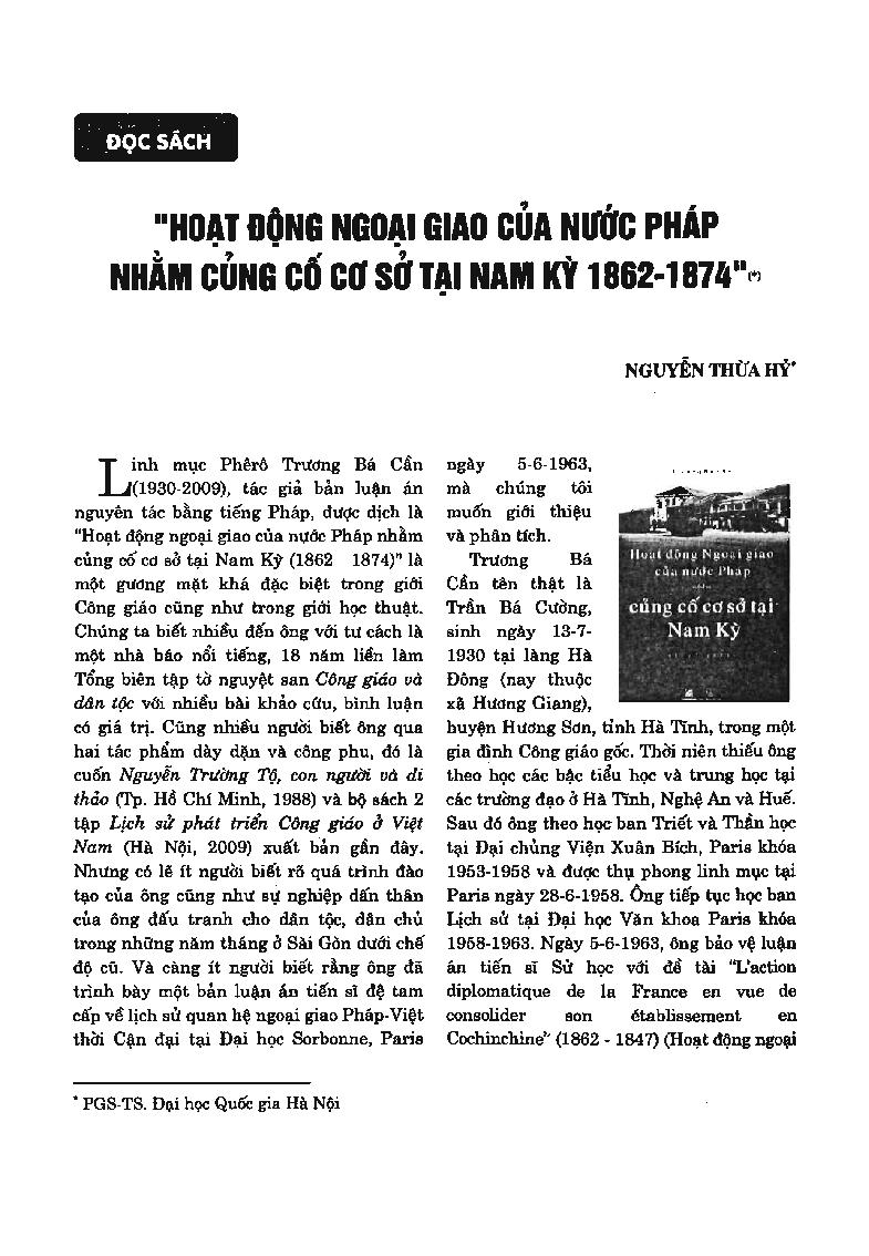 Hoạt động ngoại giao của nước Pháp nhằm củng cố cơ sở tại Nam kỳ 1862 - 1874