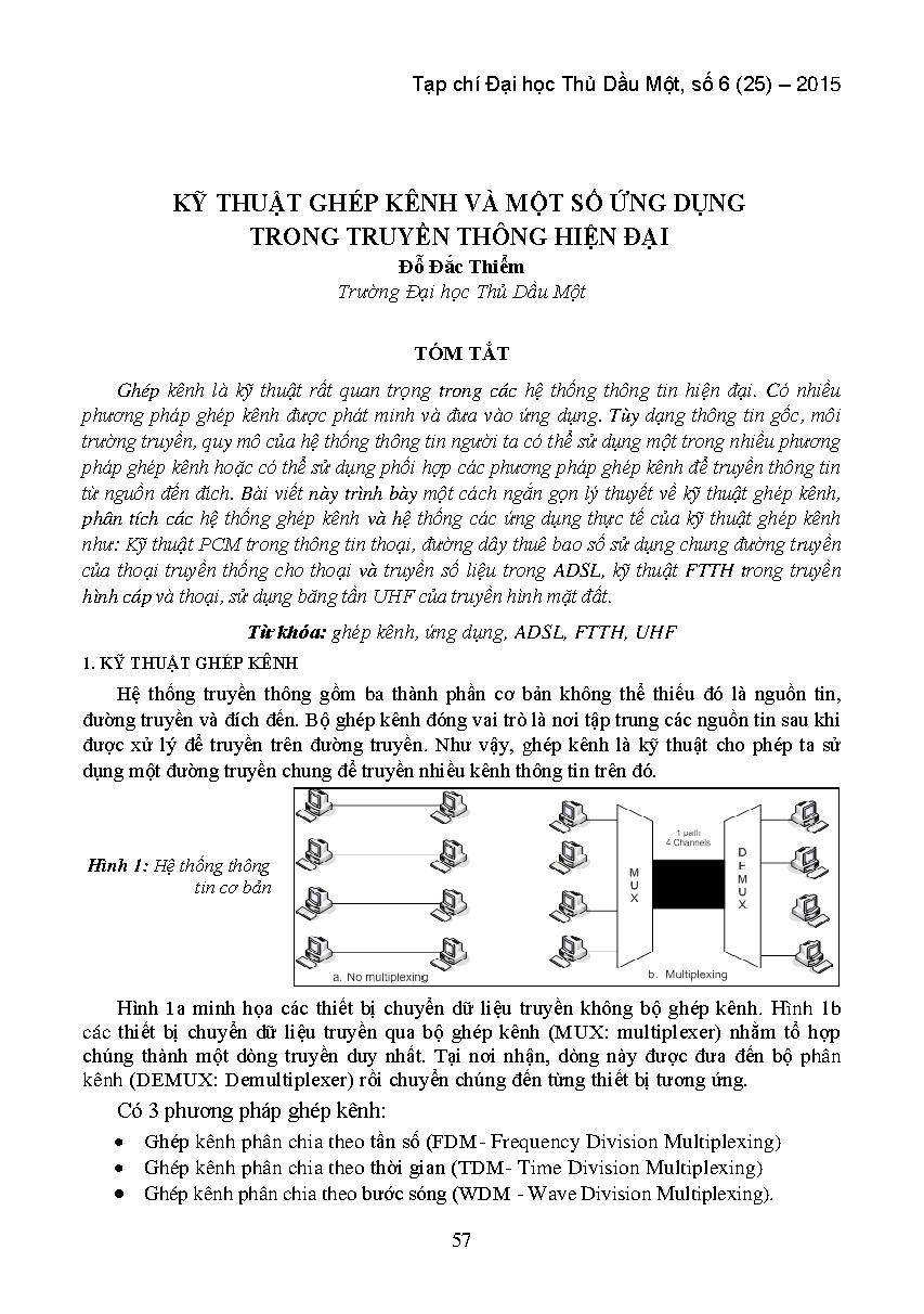 Kỹ thuật ghép kênh và một số ứng dụng trong truyền thông hiện đại
