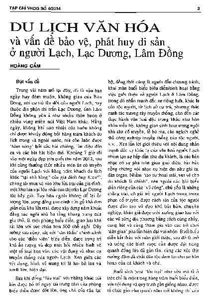 Du lịch văn hóa và vấn đề bảo vệ, phát huy di sản ở người Lạch, Lạc Dương, Lâm Đồng