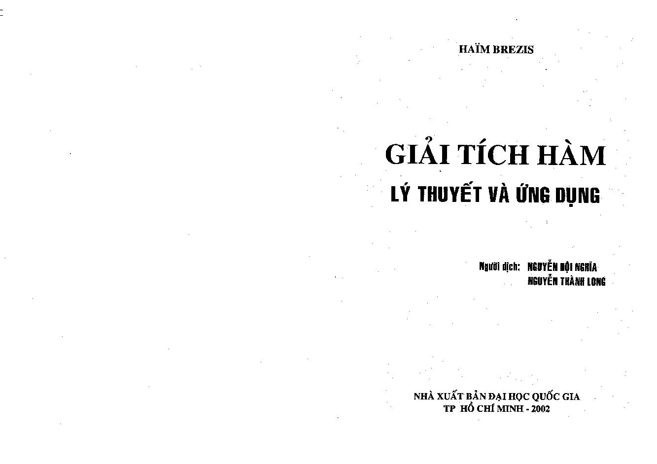 Giải tích hàm lý thuyết và ứng dụng