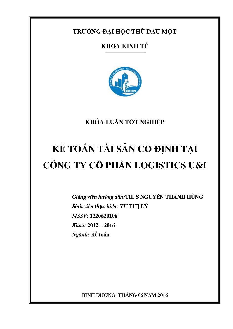 Kế toán tài sản cố định tại Công ty Cổ phần Logistics U&I