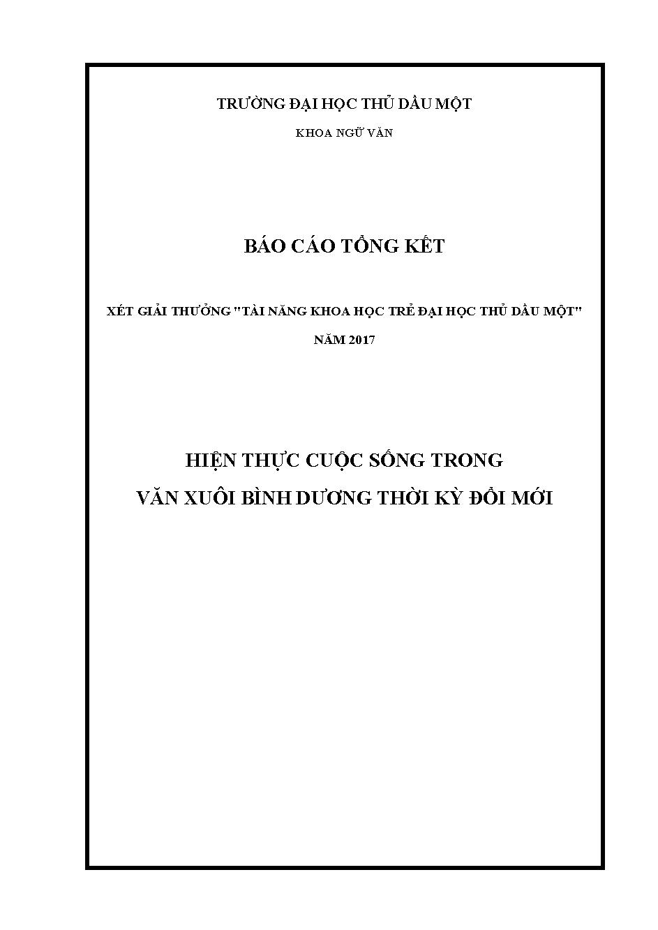 Hiện thực cuộc sống trong văn xuôi Bình Dương thời kỳ đổi mới