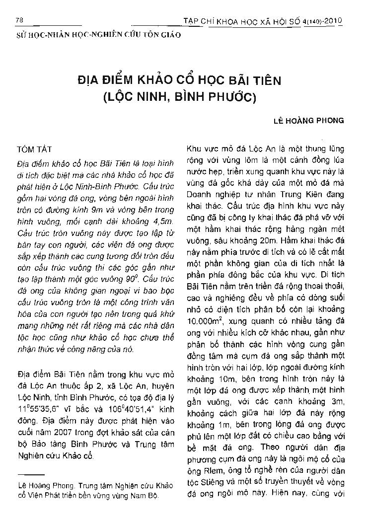 Địa điểm khảo cổ học Bãi Tiên (Lộc Ninh, Bình Phước)