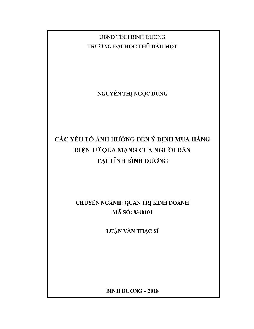 Các yếu tố ảnh hưởng đến ý định mua hàng điện tử qua mạng của người dân tại tỉnh Bình Dương