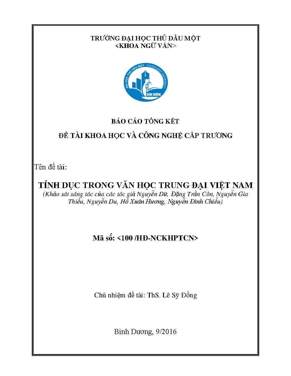 Tính dục trong văn học trung đại Việt Nam