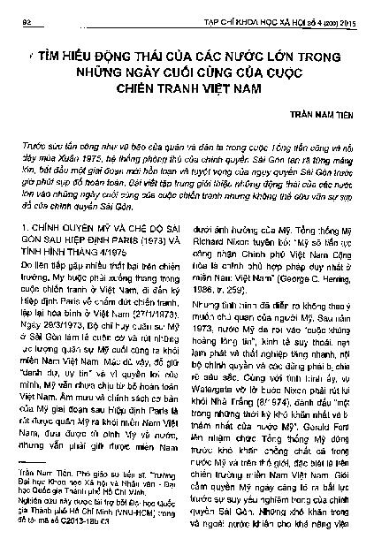 Tìm hiểu động thái của các nước lớn trong những ngày cuối cùng của cuộc chiến tranh Việt Nam