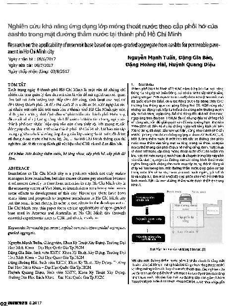 Nghiên cứu khả năng ứng dụng lớp móng thoát nước theo cấp phối hở của ashtor trong mặt đường thấm nước tại thành phố Hồ Chí Minh