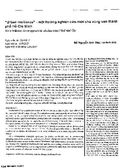 Urban resitience - Một hướng nghiên cứu mới cho vùng ven thành phố Hồ Chí Minh =$bUrban Resilience- A new approach for suburban areas of Hochiminh Cit