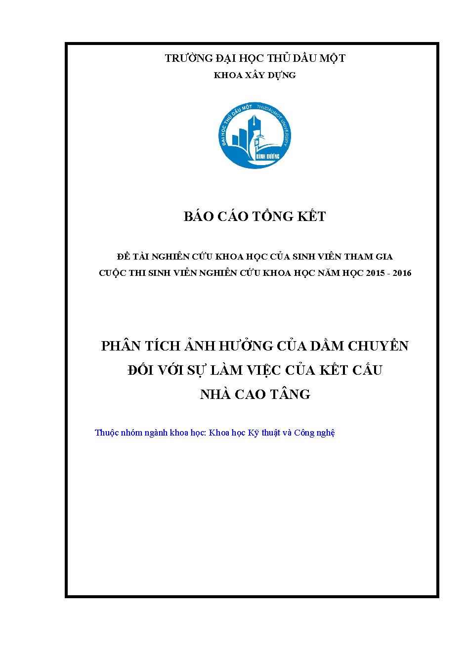 Phân tích ảnh hưởng của dầm chuyển đối với sự làm việc của kết cấu nhà cao tầng