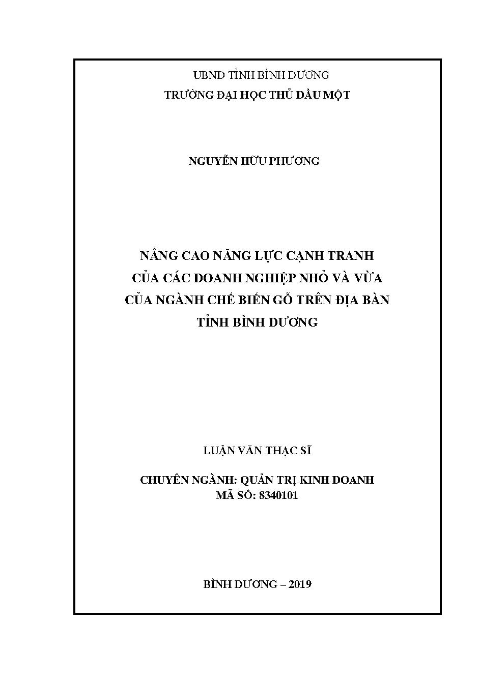 Nâng cao năng lực cạnh tranh của các doanh nghiệp nhỏ và vừa của ngành chế biến gỗ trên địa bàn tỉnh Bình Dương