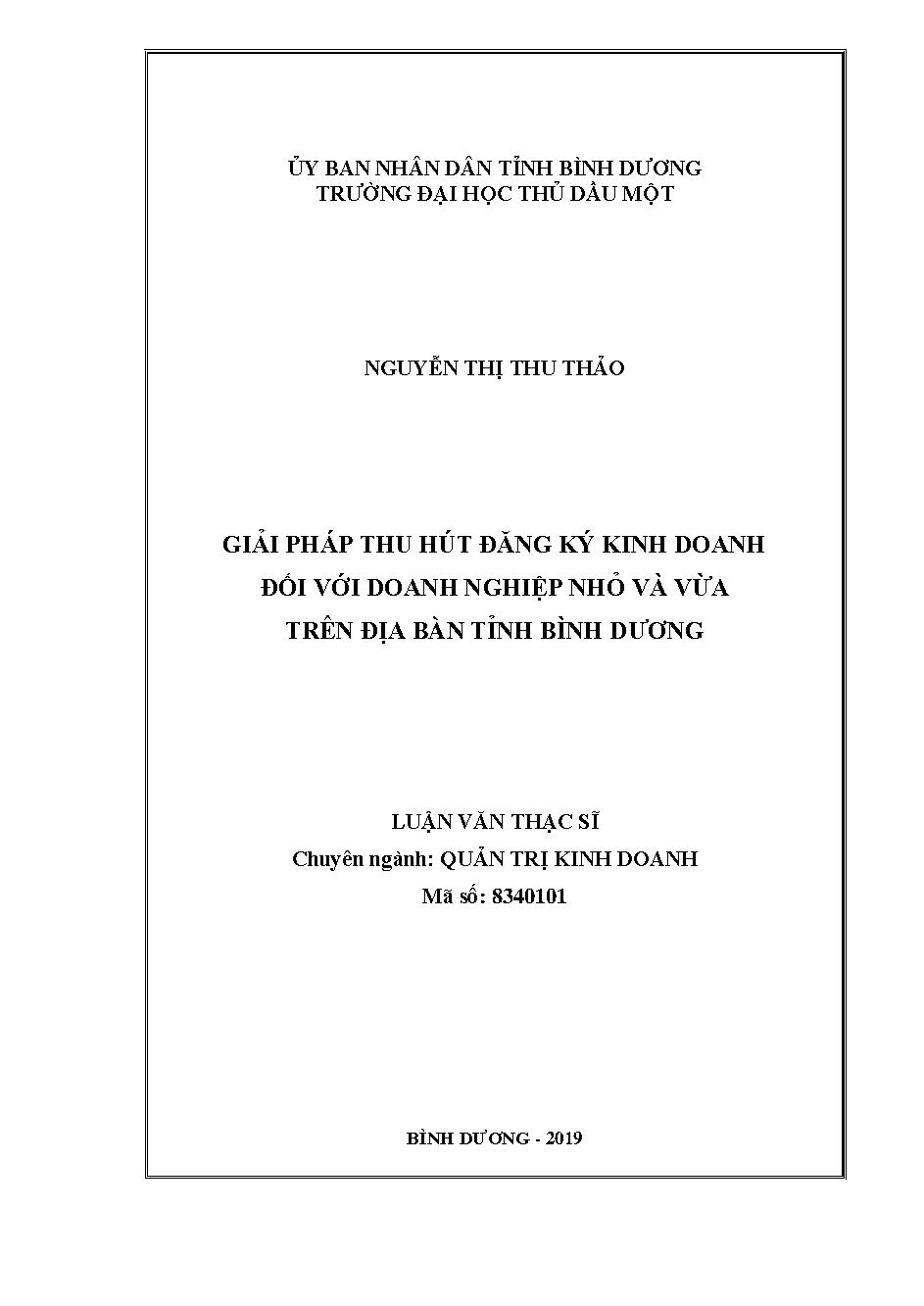 Giải pháp thu hút đăng ký kinh doanh đối với doanh nghiệp nhỏ và vừa trên địa bàn tỉnh Bình Dương