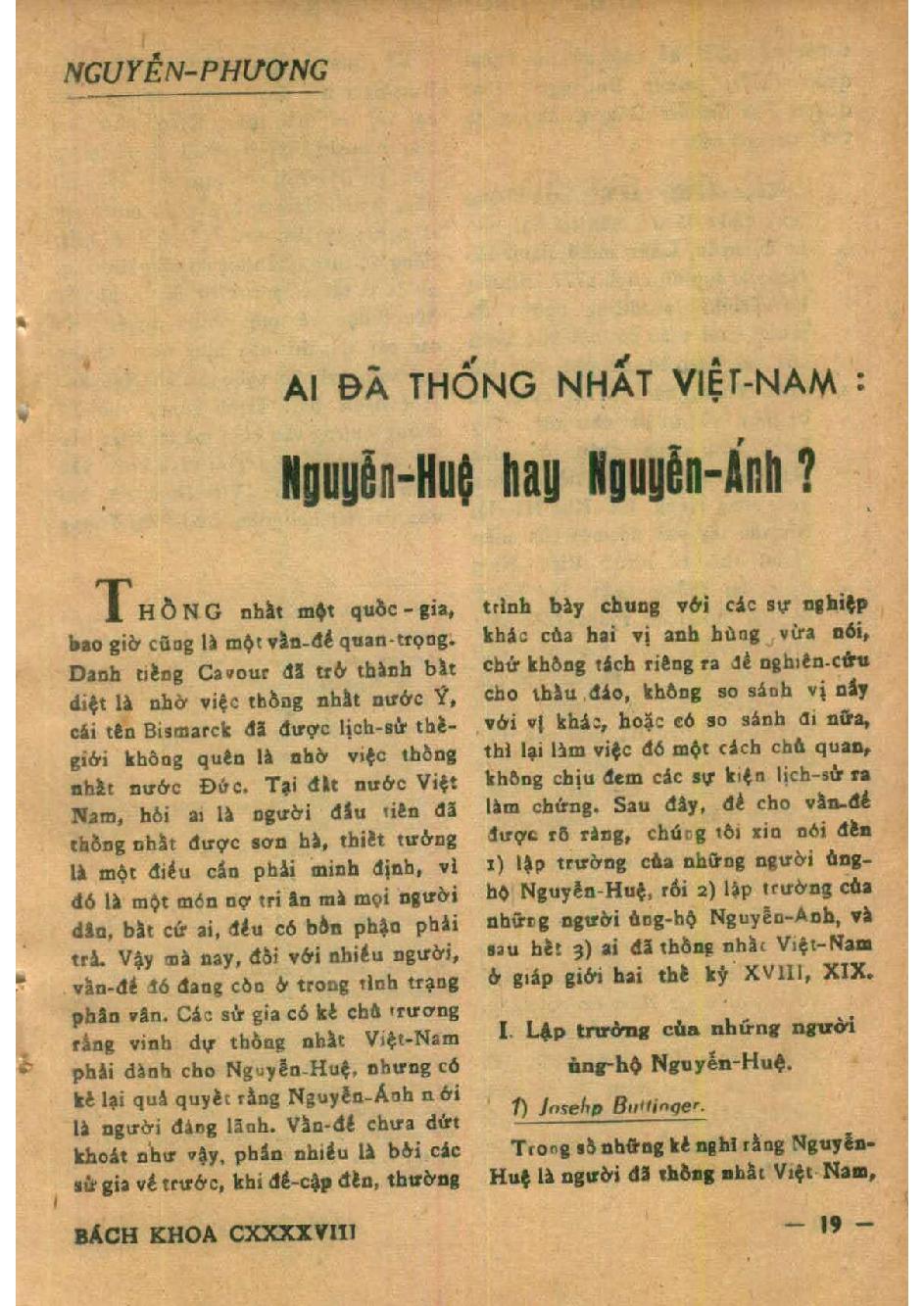 Ai đã thống nhất Việt-Nam :$bNguyễn - Huệ hay Nguyễn - Ánh?