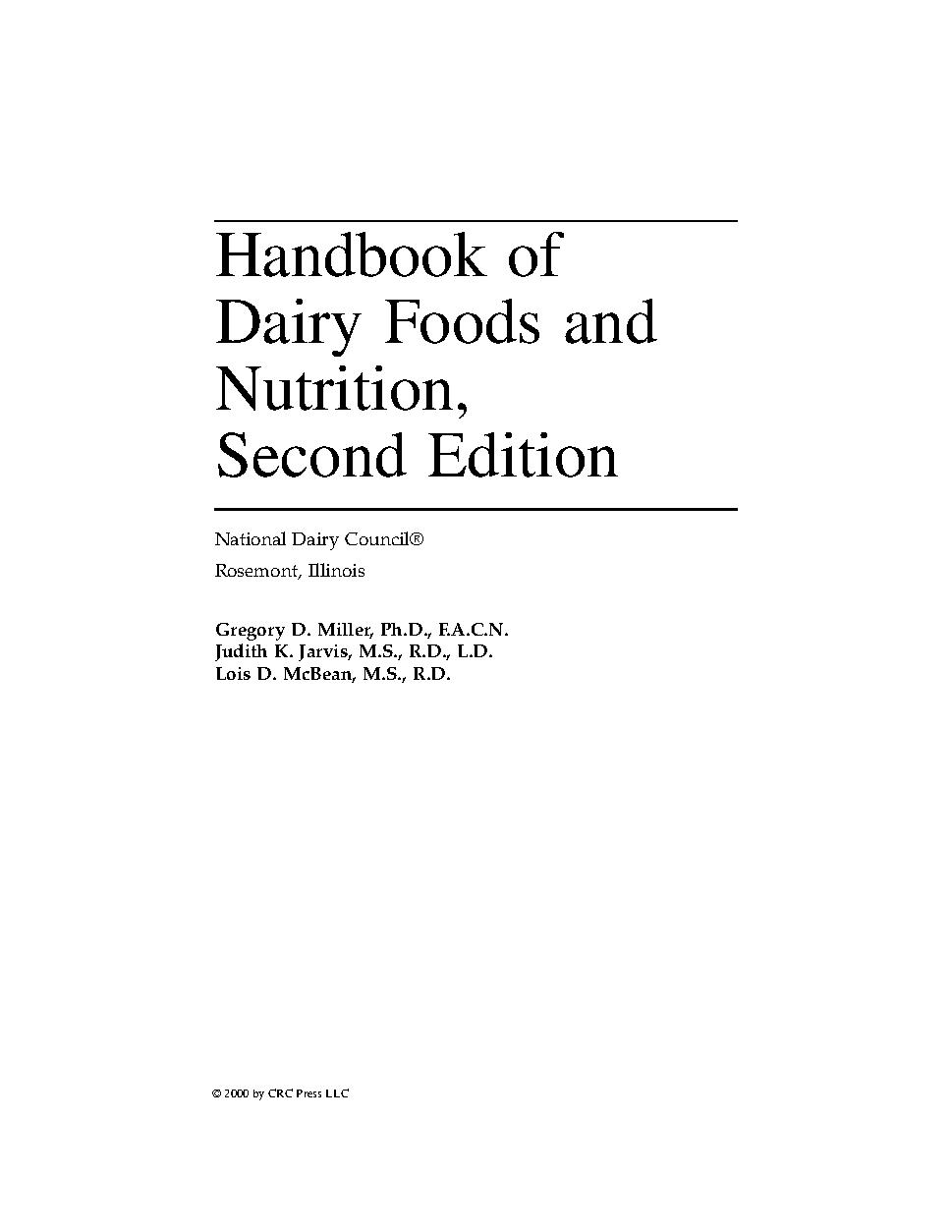 Handbook of dairy foods and nutrition