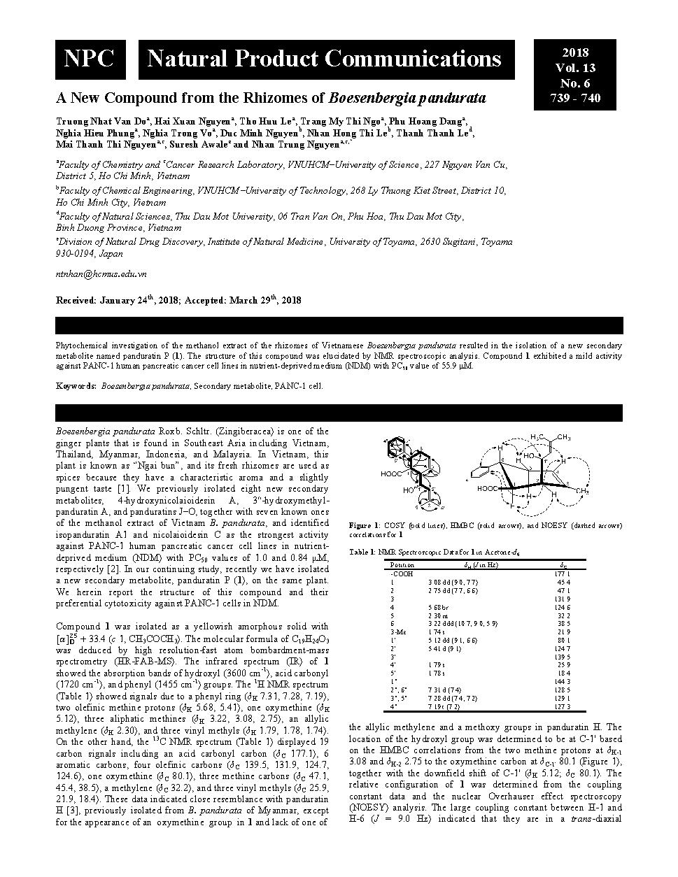 A New Compound from the Rhizomes of Boesenbergia pandurata