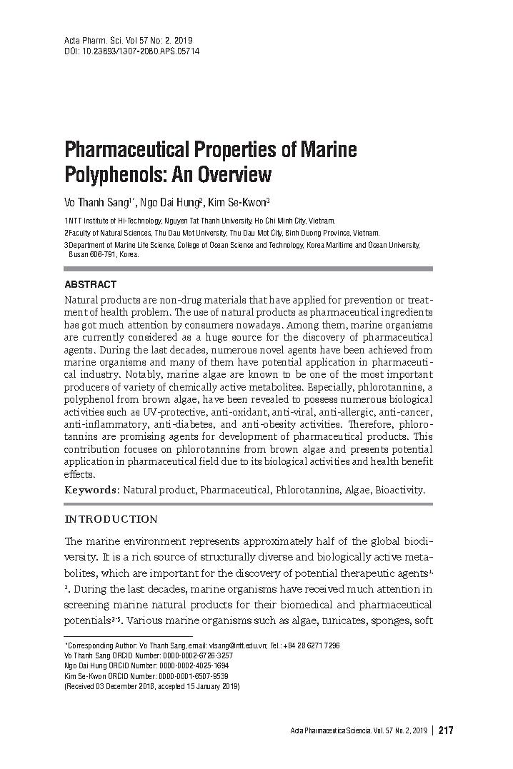 Pharmaceutical Properties of Marine Polyphenols: An Overview