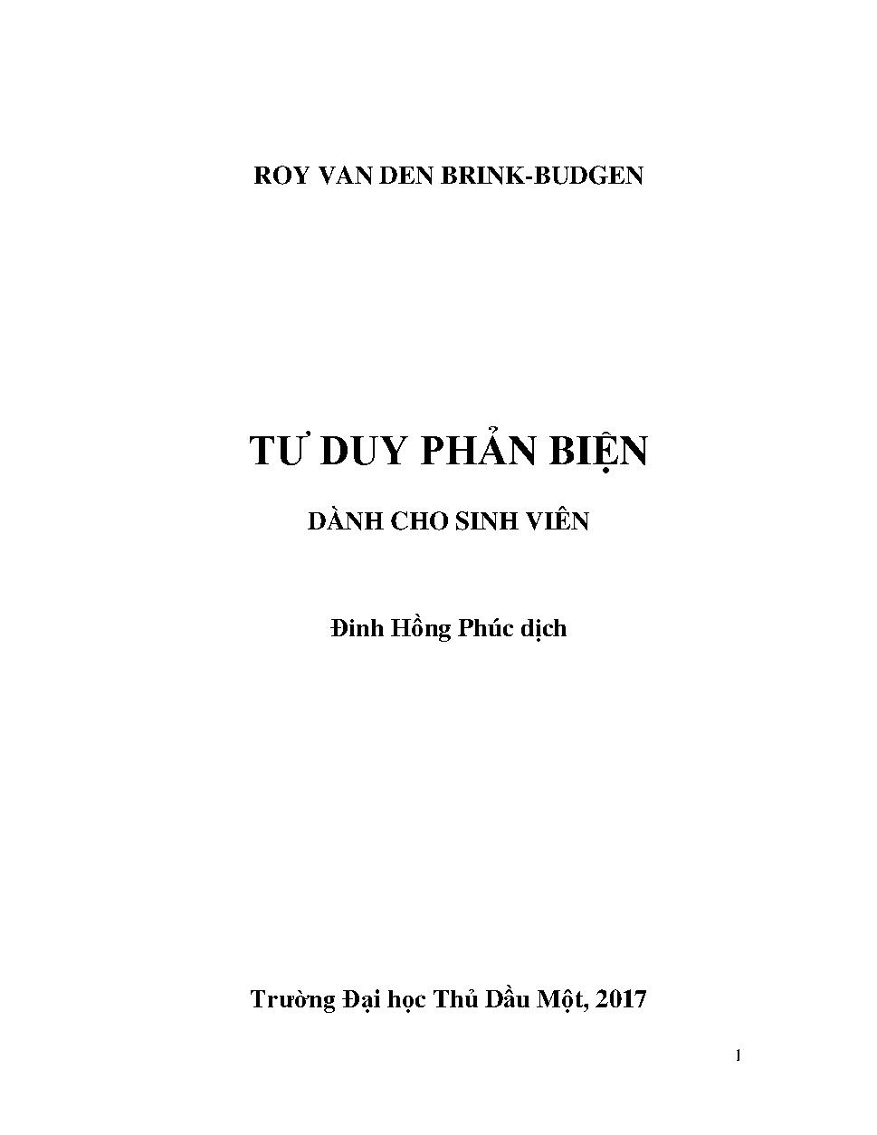 Tư duy phản biện dành cho sinh viên