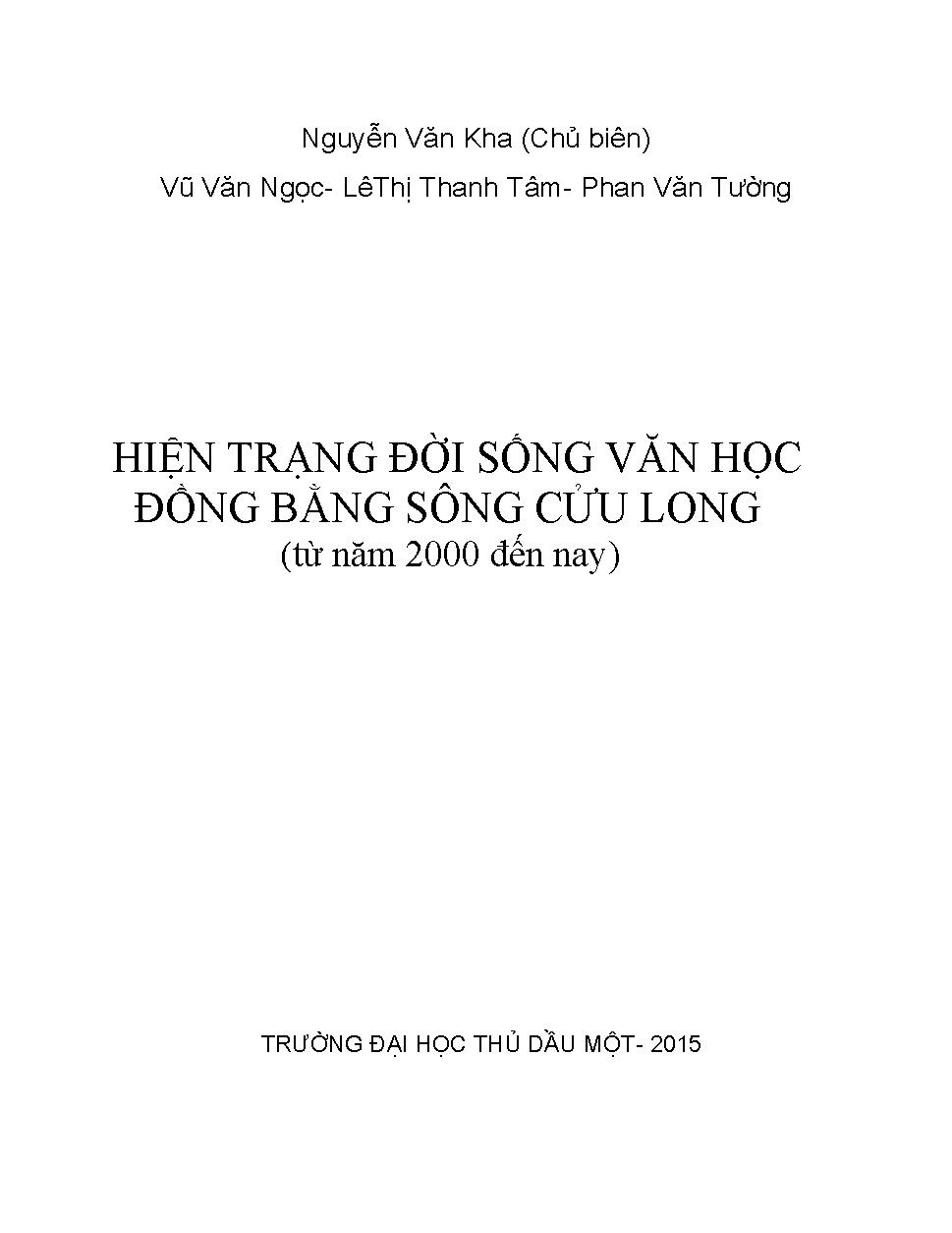 Hiện trạng đời sống văn học Đồng Bằng Sông Cửu Long