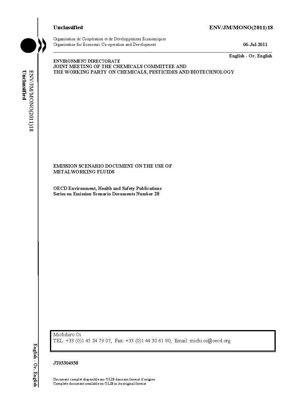 Series on Emission Scenario Documents