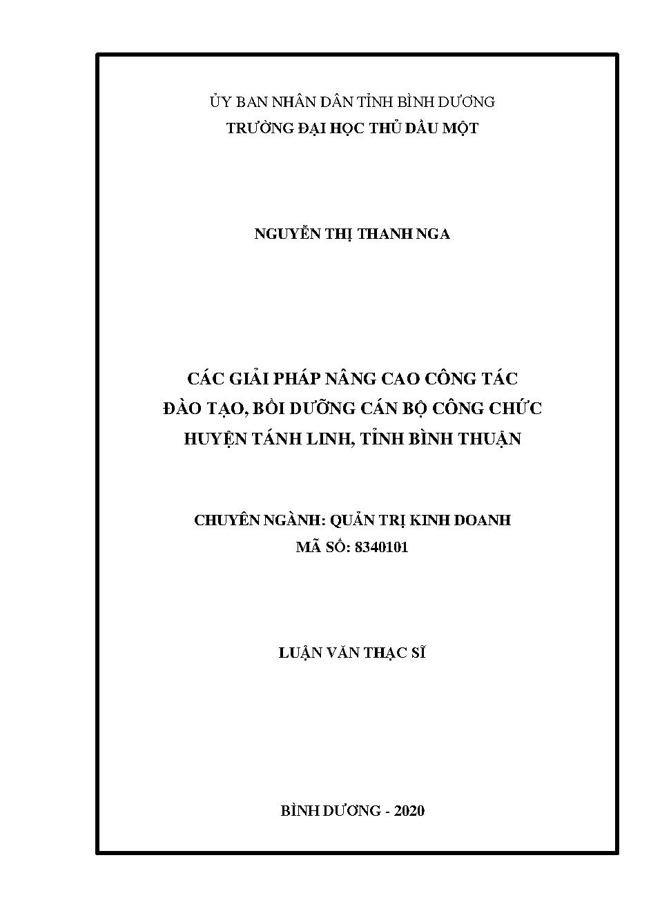 Các giải pháp nâng cao công tác đào tạo, bồi dưỡng cán bộ công chức huyện Tánh Linh, tỉnh Bình Thuận