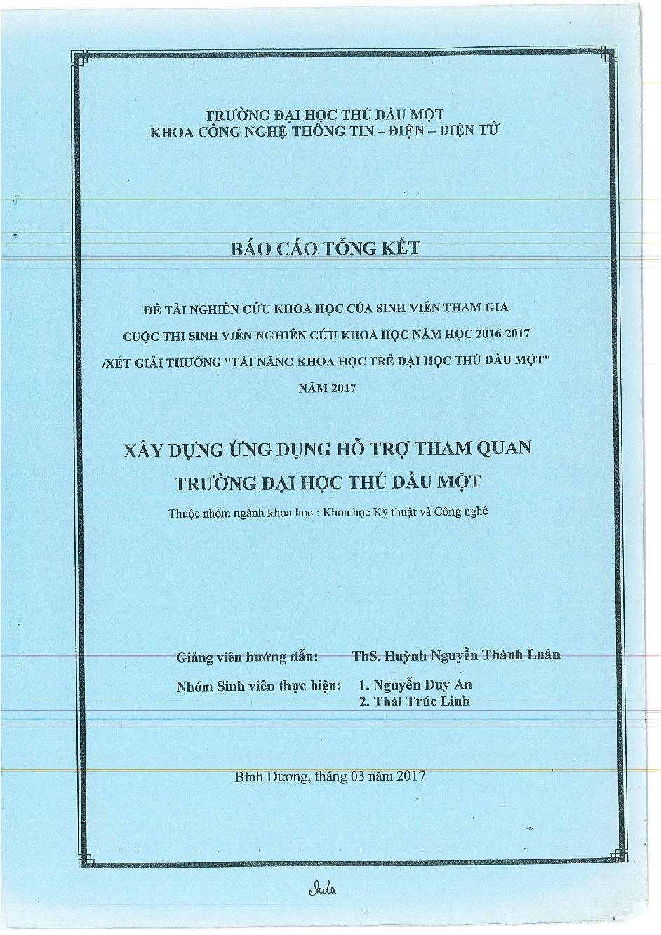 Xây dựng ứng dụng hỗ trợ tham quan trường Đại học Thủ Dầu Một