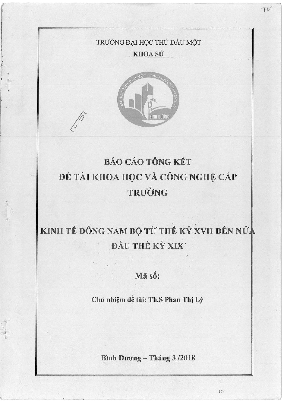 Kinh tế Đông Nam Bộ từ thế kỷ XVII đến nửa đầu thế kỷ XIX