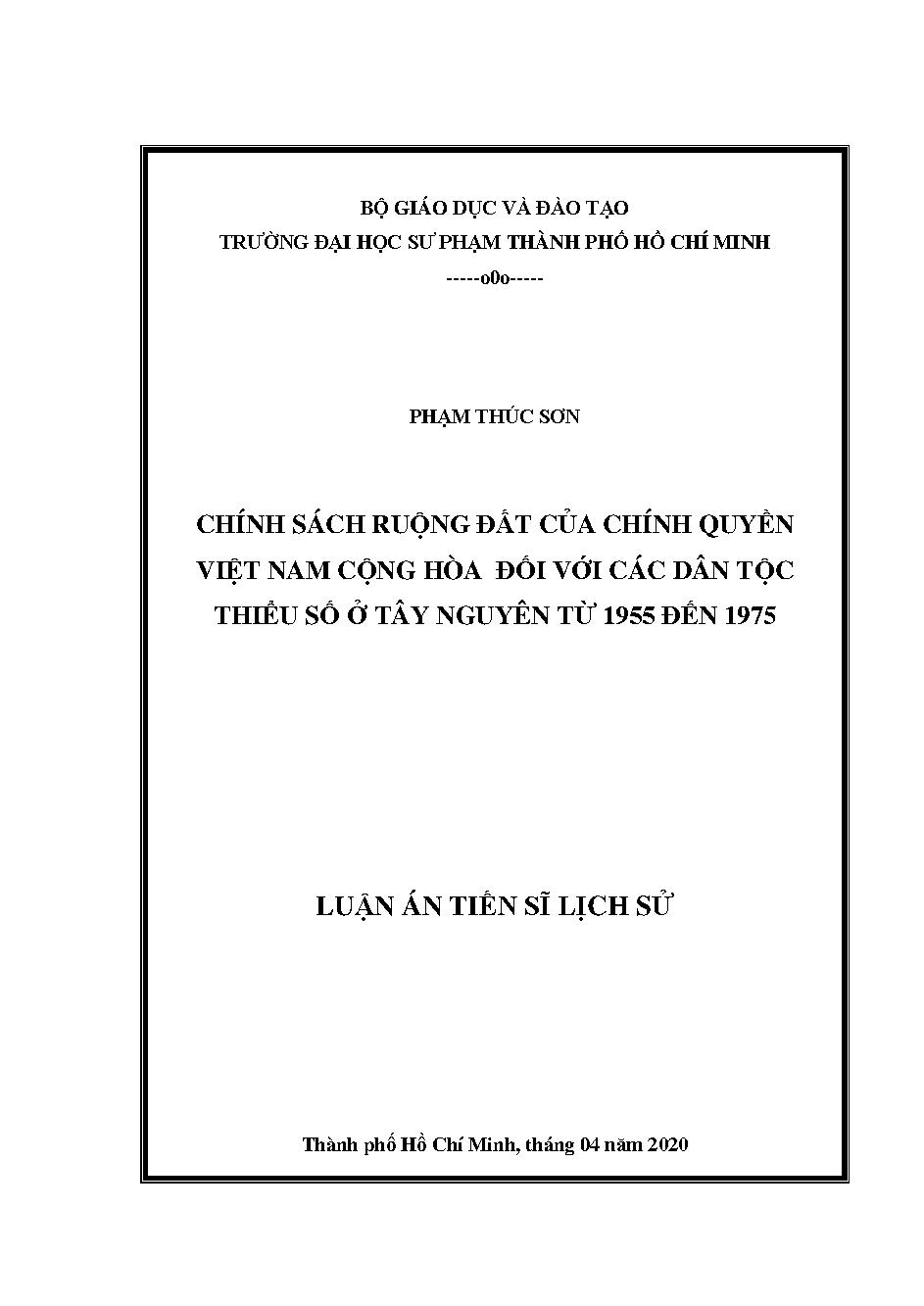 Chính sách ruộng đất của chính quyền Việt Nam Cộng hòa đối với các dân tộc thiểu số ở Tây Nguyên từ 1955 đến 1975