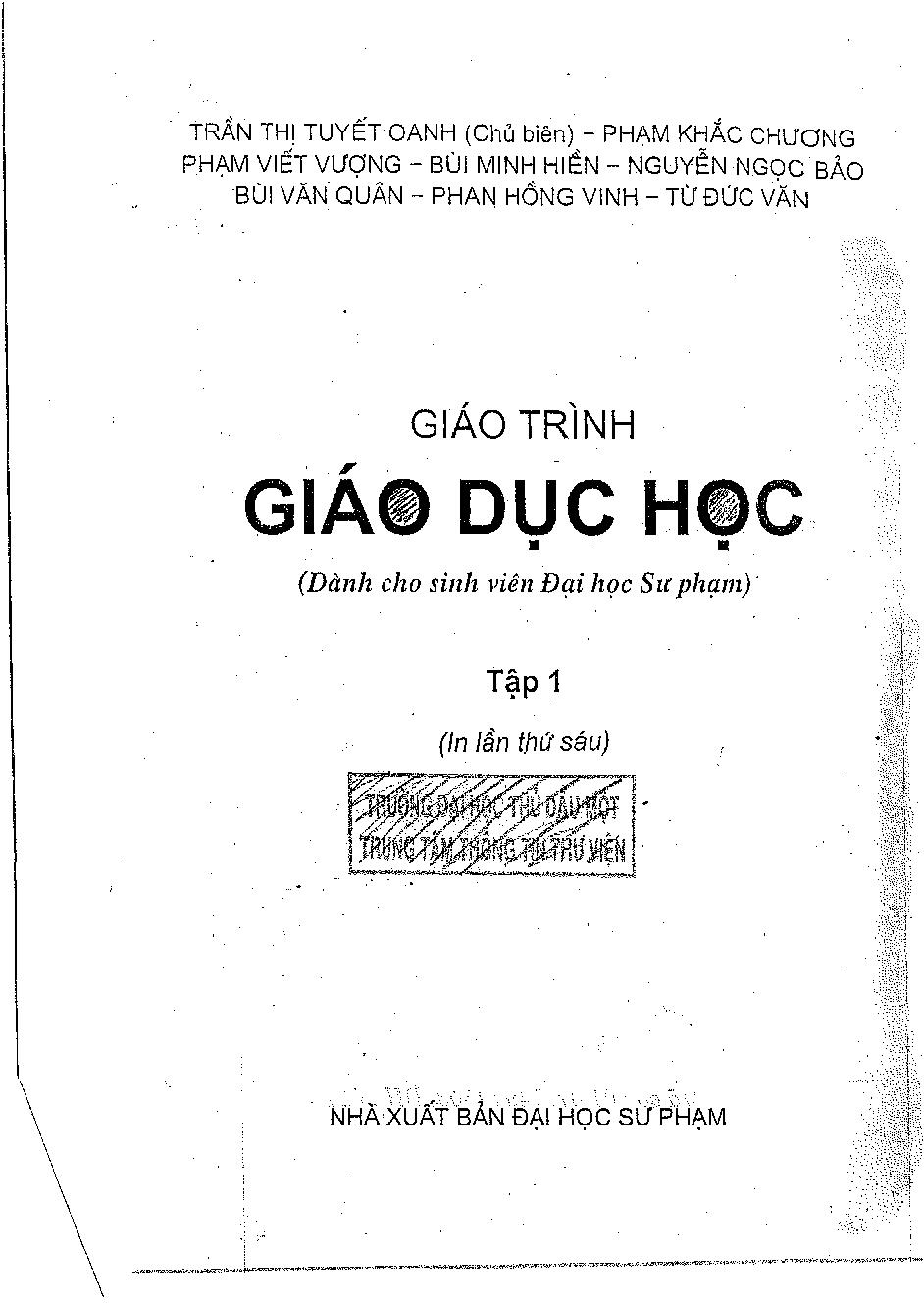 Giáo trình Giáo dục học. Tập 1