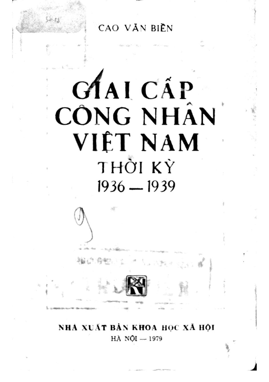 Giai cấp công nhân Việt Nam thời kỳ 1936-1939