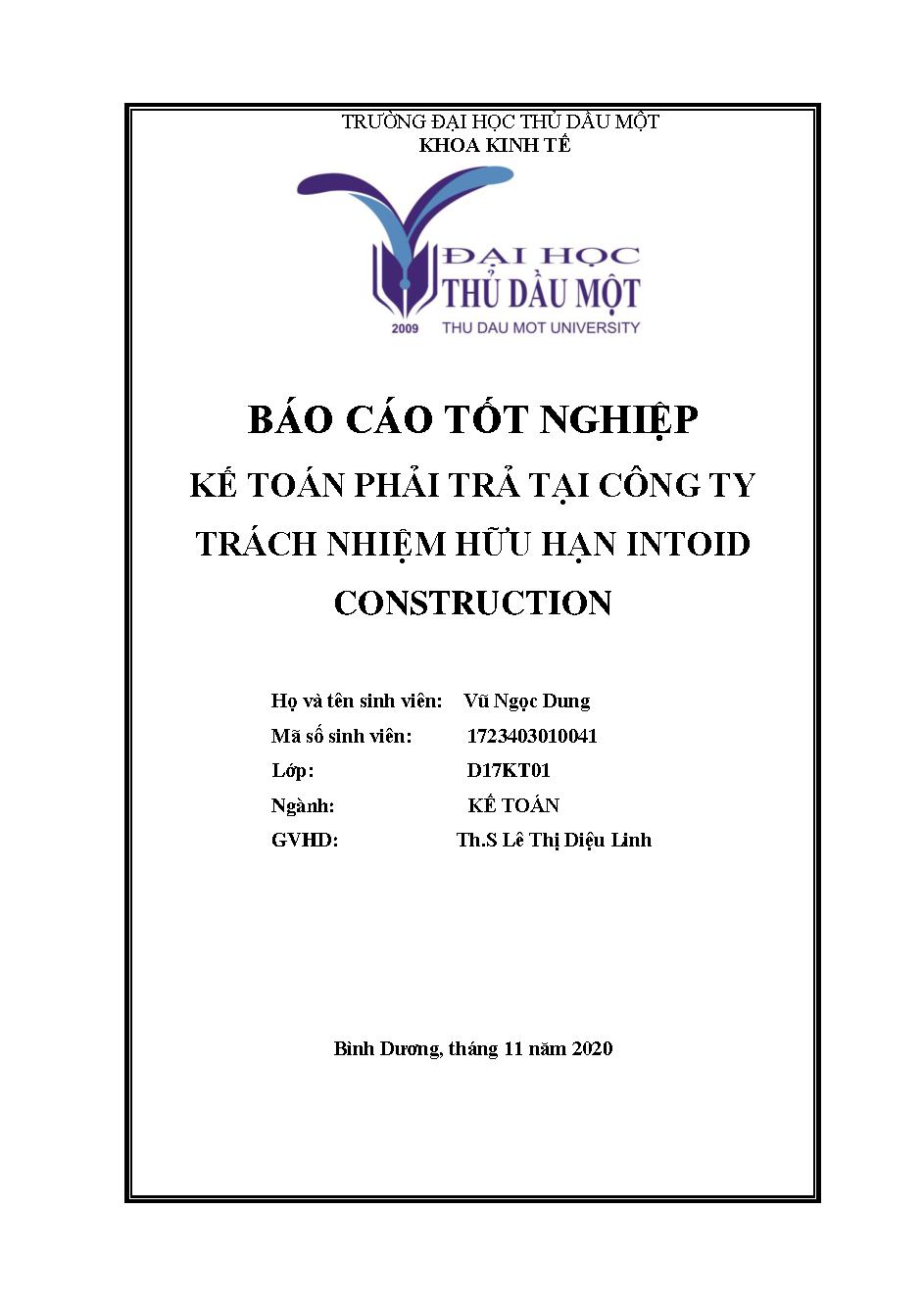 Kế toán phải trả tại công ty trách nhiệm hữu hạn Intoin Contruction