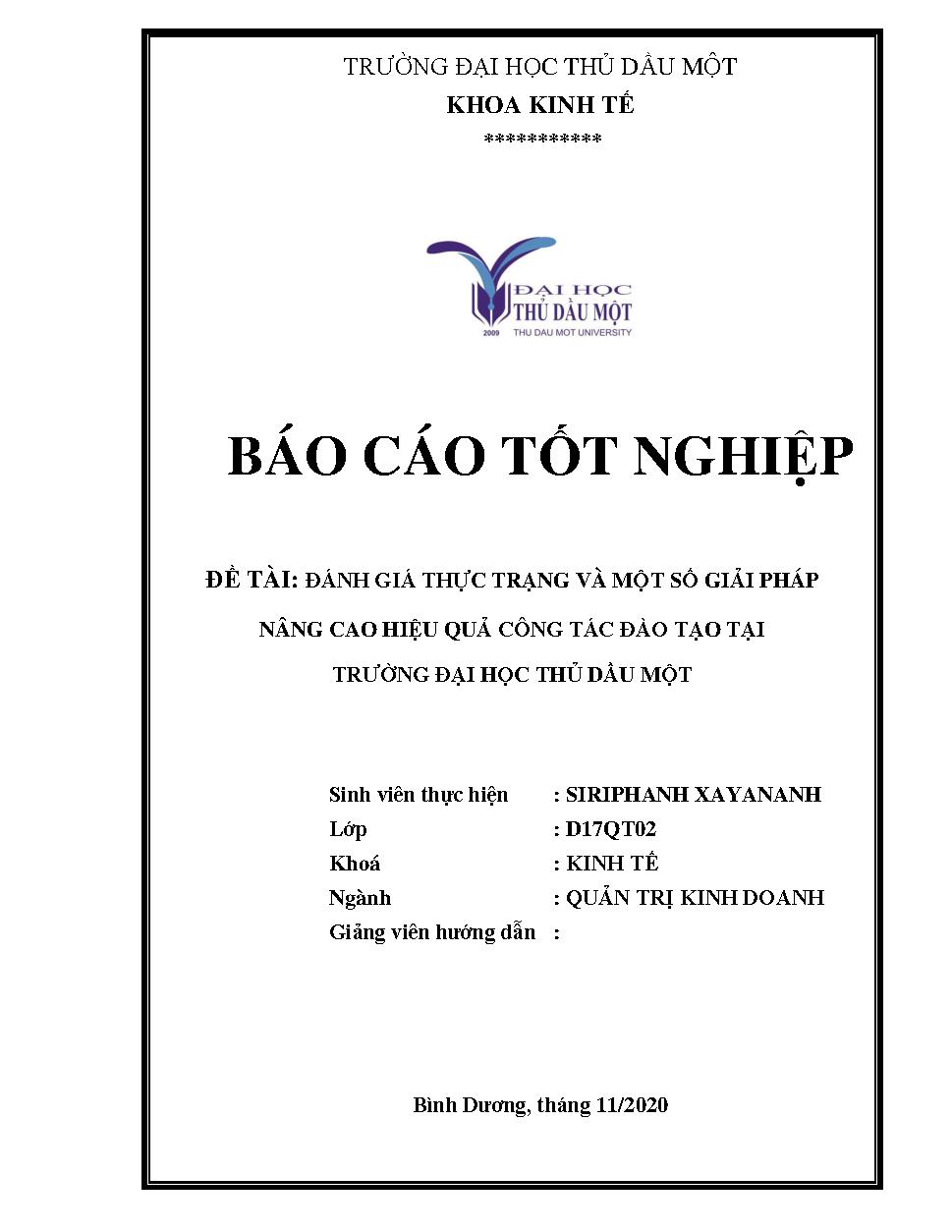 Đánh giá thực trạng và một số giải pháp nâng cao hiệu quả công tác đào tạo tại trường Đại học Thủ Dầu Một