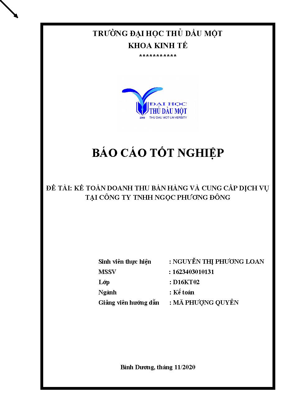 Kế toán doanh thu bán hàng và cung cấp dịch vụ tại công ty TNHH Ngọc Phương Đông