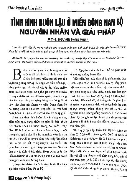 Tình hình buôn lậu ở miền Đông Nam Bộ nguyên nhân và giải pháp