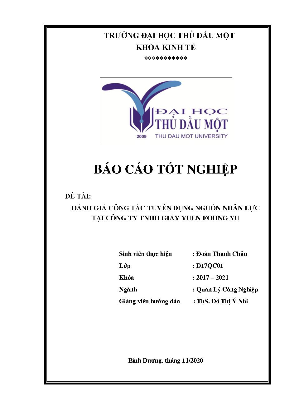 Đánh giá công tác tuyển dụng nguồn nhân lực tại công ty TNHH giấy Yuen Foong Yu