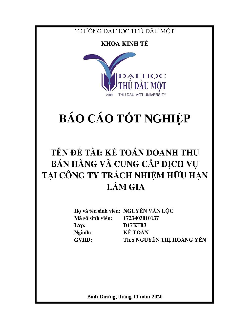 Kế toán doanh thu bán hàng và cung cấp dịch vụ tại Công ty TNHH Lâm Gia