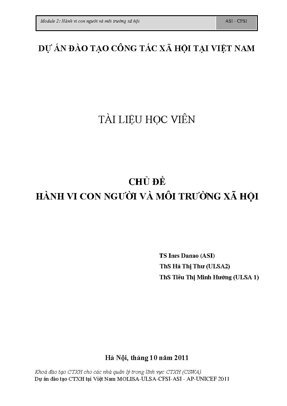 Giáo trình Hành vi con người và môi trường xã hội