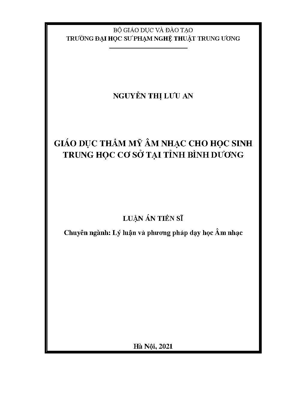 Giáo dục thẩm mỹ âm nhạc cho học sinh trung học cơ sở tại tỉnh Bình Dương